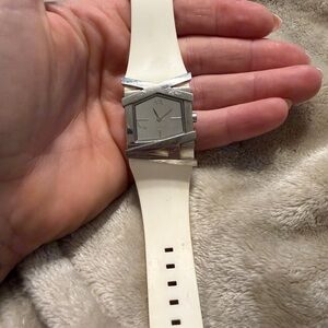 Armani Exchange Silver and White Wearable Watch